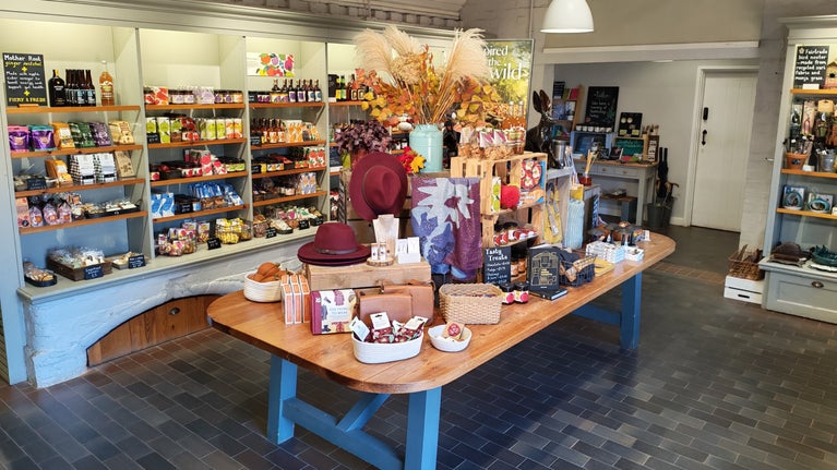 A view of the shop at Baddesley Clinton, Warwickshire, full of new autumn stock